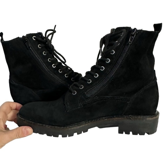 Lucky Brand Idara Suede Leather Boot Moto Style Lace-up - Picture 6 of 9